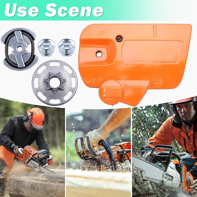 325"-7T Clutch Drum Kit & Clutch Cover Assembly for Husqvarna 435 435E 440 440E Chainsaw, 435 Clutch Drum Kit with Chain Brake Assy Bar Nuts Parts Replace 505441501, 544212402, 536329204