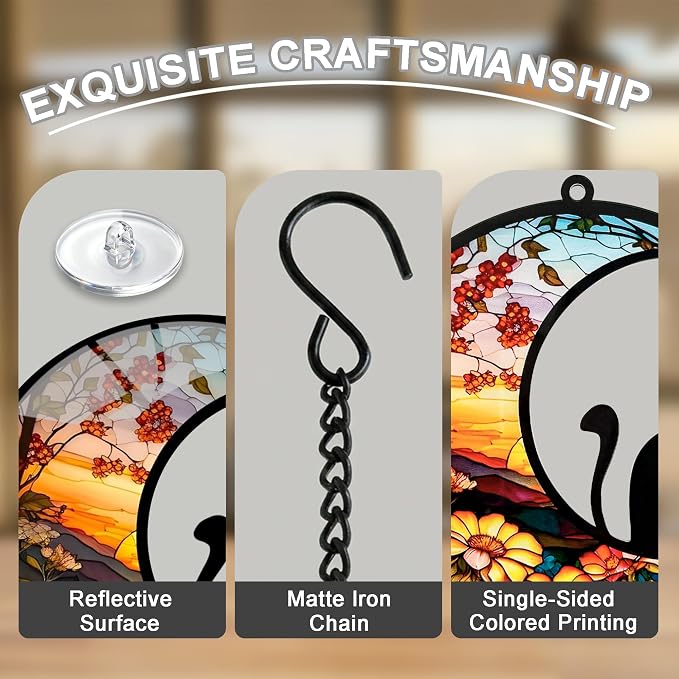 BamLue Cat Memorial Suncatcher for Windows Memorial Ornament, Pet Sympathy Gift to Memorialize the Loss, Cat Sun Catchers with Personalized Decorations in Loving Memory for Loss Cat