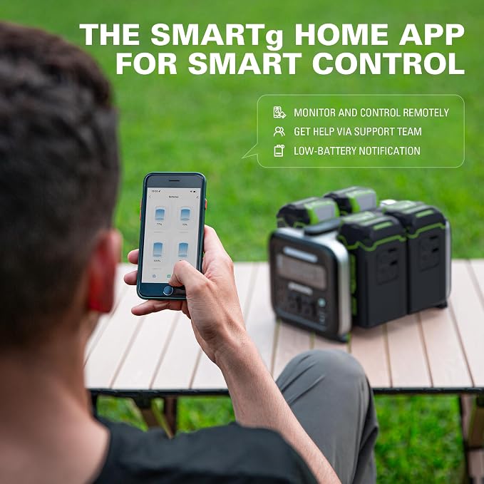 Greenworks 40V 500W Portable Power Station, 4-Slot Inverter, 2 AC Outlets, 5 USB Ports, Smart APP Control Power Generator, Outdoor Backup Power Supply (POWER 75+TOOLS, BATTERY SOLD SEPARATELY),Black