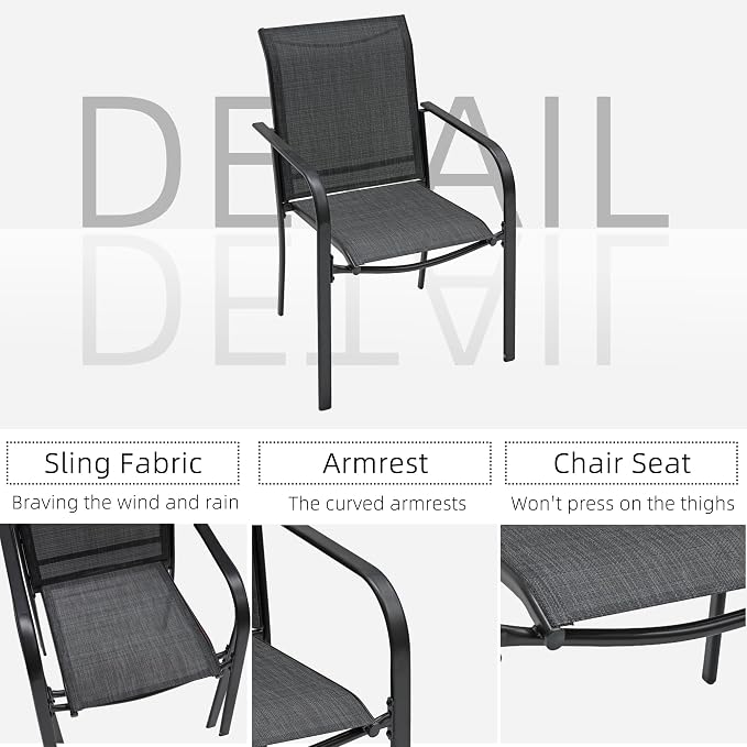 Patio Dining Set for 4, Outdoor 37" Dining Table with Laminated Top and 1.9" Umbrella Hole, 4pcs Stackable Patio Chairs Included, Perfect for Home & Outside