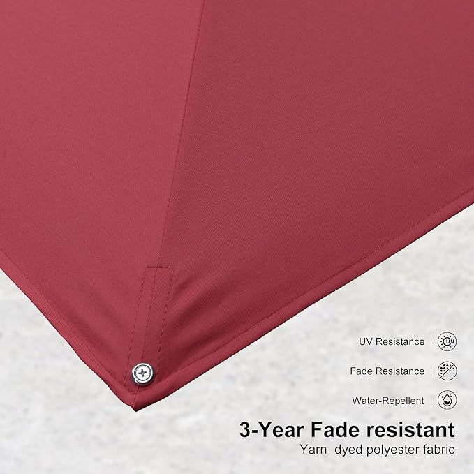 PURPLE LEAF 10 FT Patio Umbrella White Cantilever Umbrella Aluminum Square Outdoor Offset Umbrella Hanging Windproof with 360° Rotation for Garden Deck Pool, Red