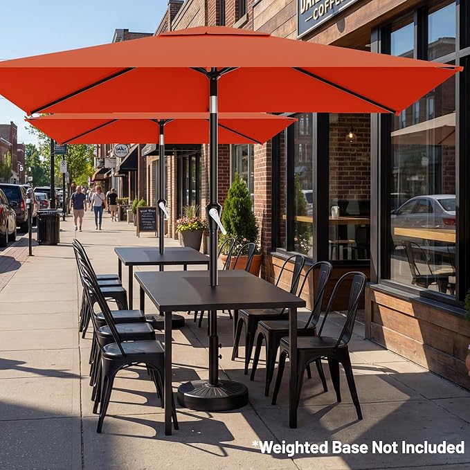 AreShark 6.5' x 10' Rectangular Patio Umbrellas for Outdoor, Outdoor Table Umbrella, Large Outdoor Patio Umbrellas with 6 Sturdy Ribs for Pool, Garden, Deck & Market (Orange)