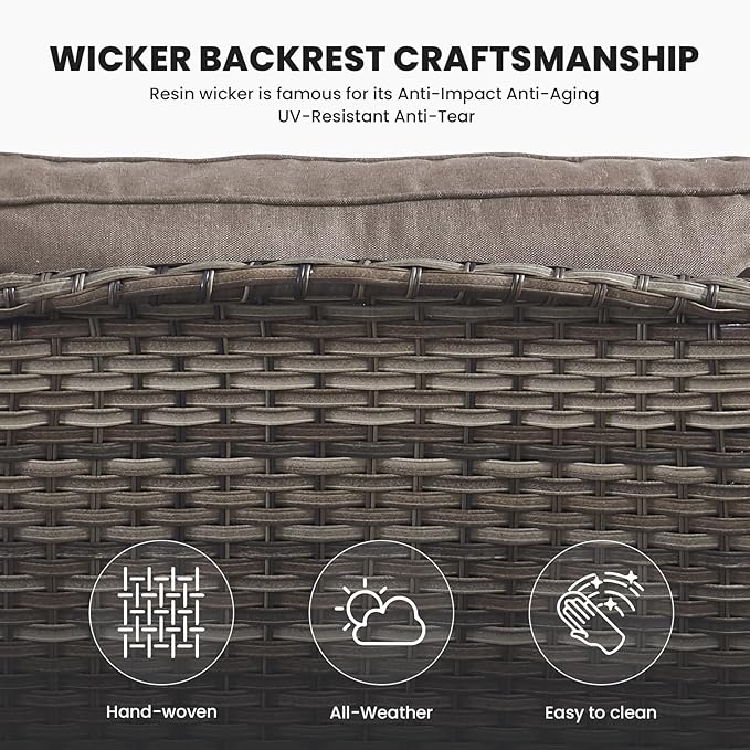 Belord Patio Wicker Furniture 4 Pieces Outdoor Furniture Set Patio Sofa Set with Wicker Chairs and Coffee Table, Paito Conversation Set for Porch Garden Deck Balcony Poolside