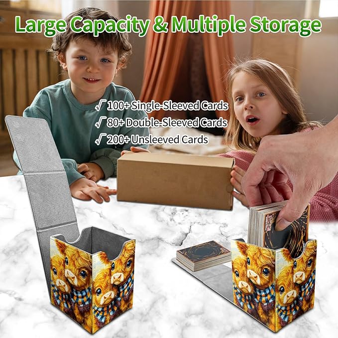 Scarf Scalper Card Deck Box for MTG, Personalized Card Storage Case Fits 120+ Sleeved Cards, Premium Leather TCG Box with Strong Magnetic Closure for Magic, CCG, PTCG, Baseball Cards