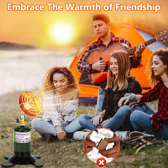 Portable Propane Heater for Camping Outdoor, Space Patio Heater with Control Valve Cordless, Tent Heaters with Foldable Tank Holder for Winter Tent Hiking Ice Fishing Hunting
