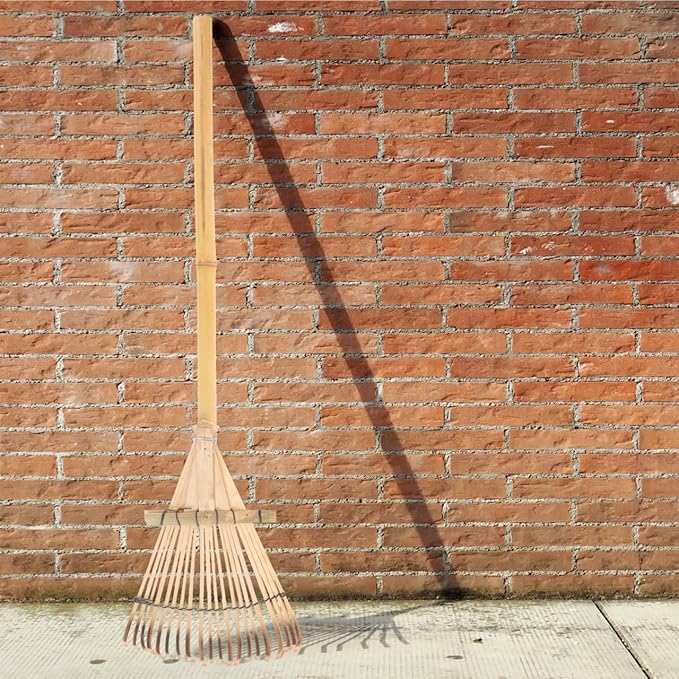 BESPORTBLE Gardening Hand Rake 23.42In Lightweight Bamboo Potting Mix Loosening Tool Portable Small Garden Rake for Lawn Care and Planting