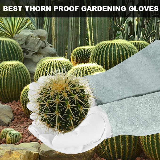 Long-Gardening-Gloves Women/Men-Thorn Proof Rose Pruning Heavy Duty Gauntlet-S | Womens Long Leather Garden Glove, Heavy Duty Gauntlet, Work Glove for Weeding, Yard Planting, Best Garden Gifts for Gardener