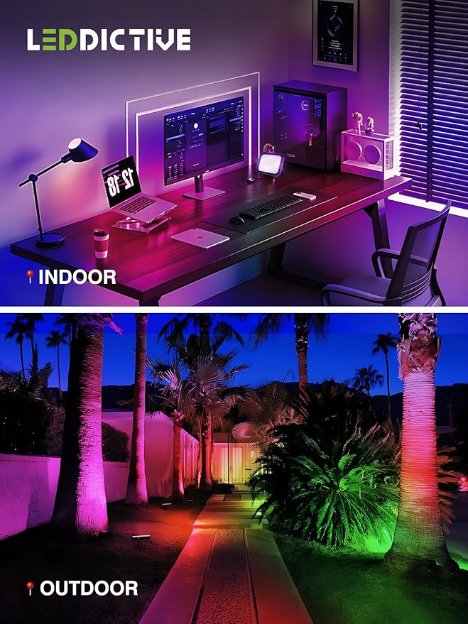 Leddictive 2 Pack RGB LED Flood Light 100W, 1000W Equivalent 10000 LM Outdoor Landscape Flood Lights with 2 Remote, IP66 Waterproof Outdoor Light for Christmas Party Stage Uplight Wall Wash