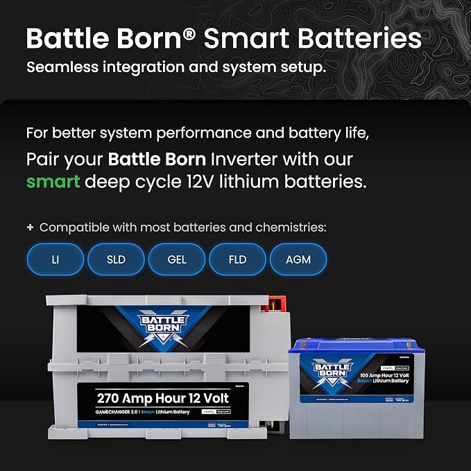 Battle Born 2000W Inverter - Pure Sine Wave AC Power with High Surge Capability - Built for RV, Marine, Solar, & Off-Grid Power Systems
