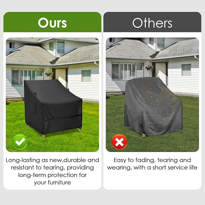Outdoor Patio Chair Covers, 2 Pack Waterproof Lawn Chairs Covers for Outdoor Furniture, Outside Seat Chair Cover for Winter - 28 x 26 x 30 Inch