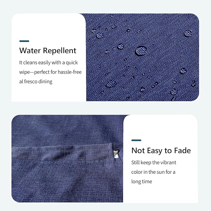 DYTXIII Outdoor Rectangle Tablecloth with Umbrella Hole and Zipper 84" x 60", Water Repellent Floral Picnic Cover, Fade & Wrinkle Resistant Tablecloth for Patio/Garden/Party Table, Textured Navy