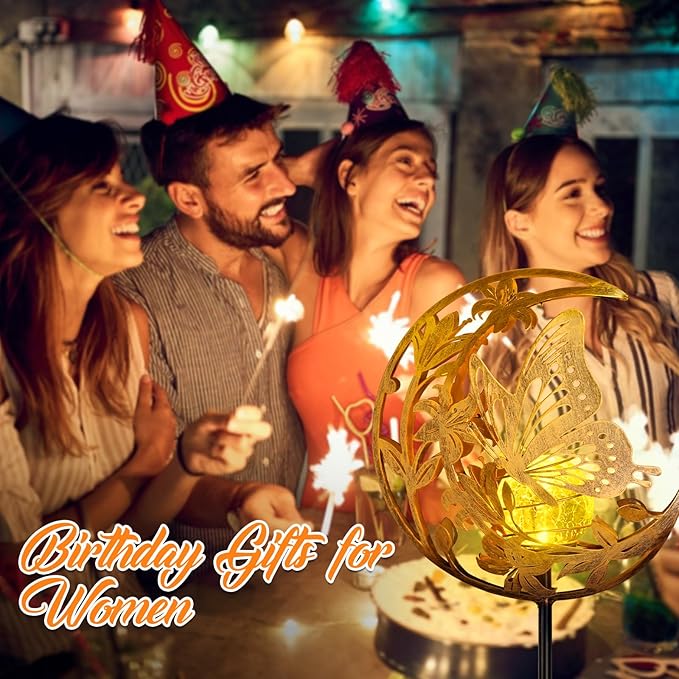 Solar Lights Outdoor Mothers Day Gifts Garden Decor Mothers Day Gifts for Women Mom Grandma Sister Butterfly Fairy Solar Lights Metal Solar Garden Decoration for Yard, Patio, Backyard, Porch, Lawn