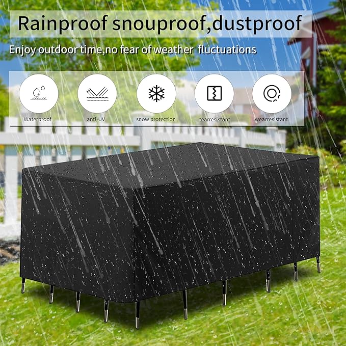 Outdoor Patio Sofa Cover Waterproof, Heavy Duty Couch Cover for Outdoor Furniture, Windproof with Straps, UV Resistant, All-Weather Protection for Garden Couch, 91x65x31 inch