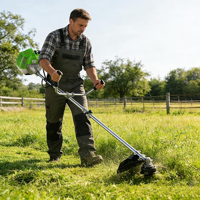 58CC Weed Wacker, Gas Powered 4 in 1 String Trimmer, 2-Cycle Brush Cutter with Straight Shaft for Lawn and Garden Care Trimming (Green)