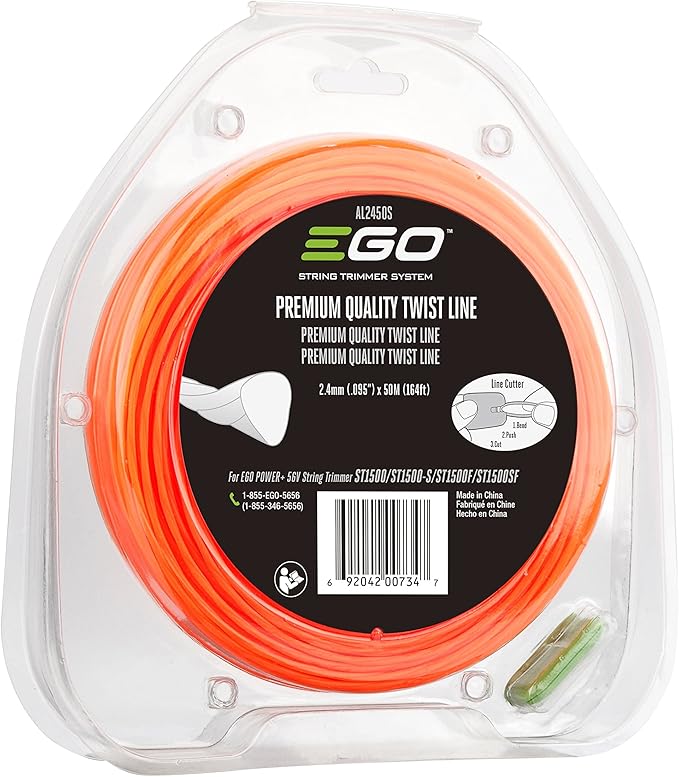 ST1521S 15-Inch String Trimmer with POWERLOAD and Carbon Fiber Split Shaft AL2450S 50M 2.4mm Premium Quality Twist Line for EGO 56-Volt String Trimmer