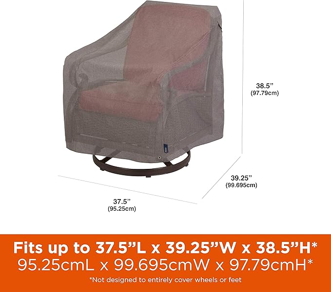 Modern Leisure Garrison Swivel Lounge Patio Chair Cover - Weather-Resistant Fabric - Outdoor Furniture Protection Perfect for Patio, Deck, and Porch - 37.5" L x 39.25" W x 38.5" H - Heather Grey