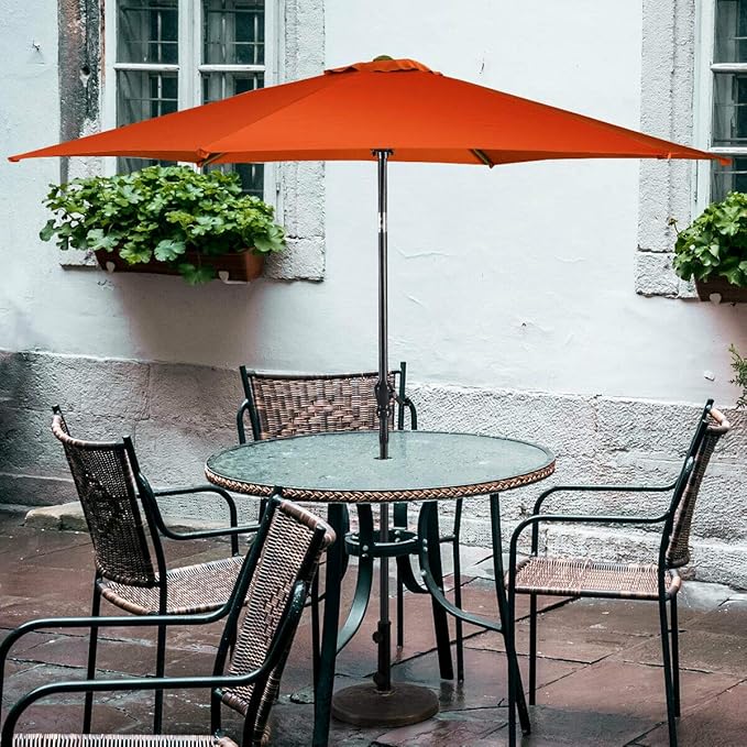 Giantex 9ft Patio Umbrella Outdoor, Market Table Umbrella w/Push Button Tilt and Crank, 180G Polyester Fabric and Sturdy Ribs, Sun Canopy Umbrellas for Patio Garden Beach Deck Pool