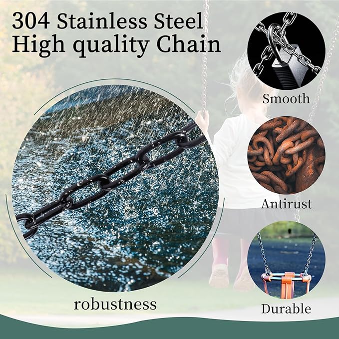 JACNITAD 64inch Hanging Swing Chair Chain (2)+ 4 Free Quick Links, 1000LB Load Bearing,Indoor and Outdoor Playground Swings, Hammocks, Sandbags Swing Chains