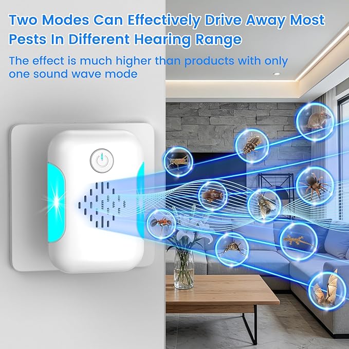 2026 Upgraded Ultrasonic Pest Control Repeller, Mouse Repellent Indoor for Spider Bug Roach Ant Fly Mice Rat Insect Deterrent, Mouse Rodent Repellent Ultrasonic Plug in, 2 Mode Switching, 6 Pack