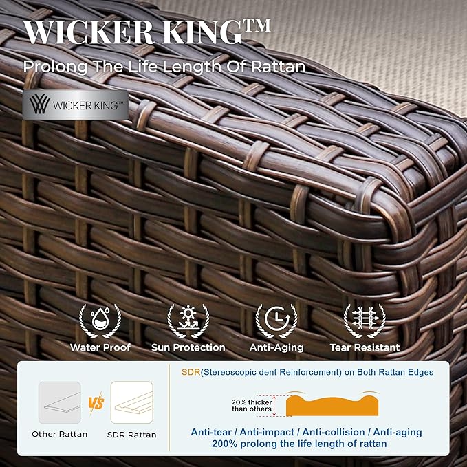 4 Pieces Swivel Wicker Patio Furniture Set, Rattan Outdoor Conversation Set with 2 Pieces Swivel Glider Chairs, 2 Pieces Ottomans, Beige