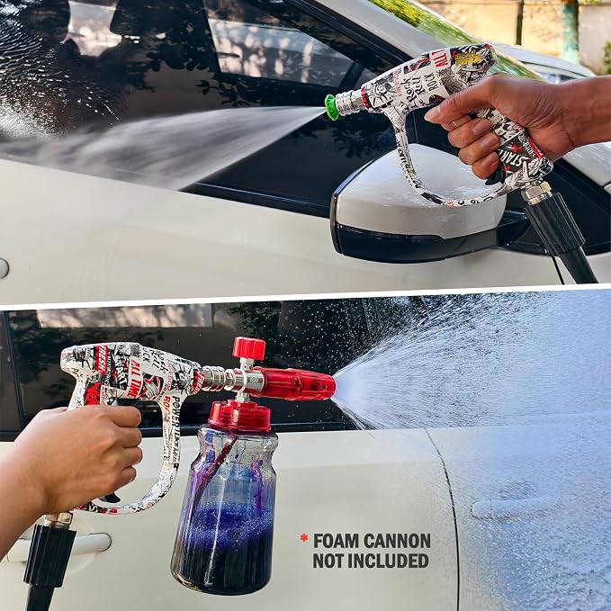 Bear Force High Pressure Washer Gun 3000 PSI Max, Power Washer Short Gun M22-ID14mm with 1/4“ Quick Connector, Car Wash, Car Cleaning, Car Care Detailing