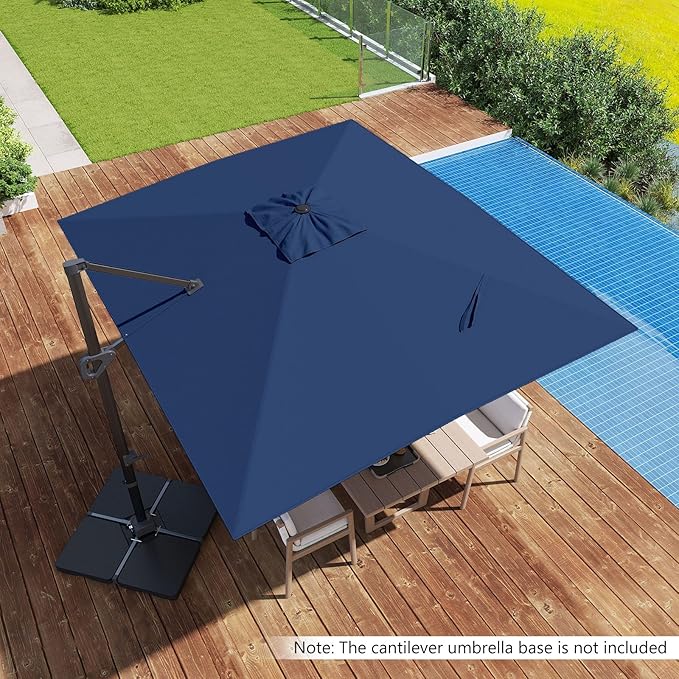 Tangkula 11 x 9 FT Patio Umbrella, Large Offset Cantilever Outdoor Umbrella with Aluminum Pole, 360 Degree Rotation, Tilt Adjustment, 8 Sturdy Ribs, Air Vent & Cross Base for Backyard Pool Garden Deck (Navy, 11x9 FT)