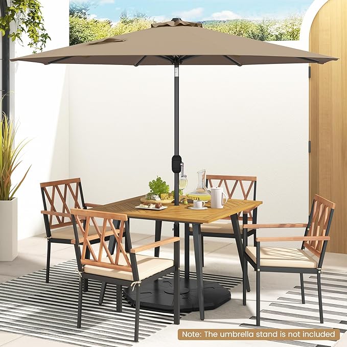 Giantex 9ft Patio Umbrella Outdoor, Market Table Umbrella w/Push Button Tilt and Crank, 180G Polyester Fabric and Sturdy Ribs, Sun Canopy Umbrellas for Patio Garden Beach Deck Pool