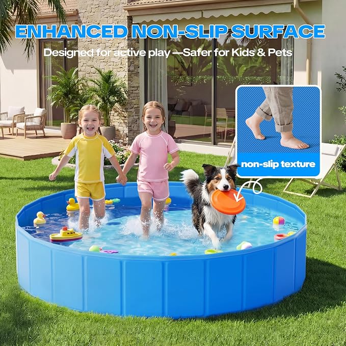 63in Kiddie Pool with Canopy - Large Foldable Toddler Pool with Detachable UPF 50+ Sunshade, Portable Non-Slip Kids Swimming Pool Collapsible Baby Pool for Outdoor Backyard Beach
