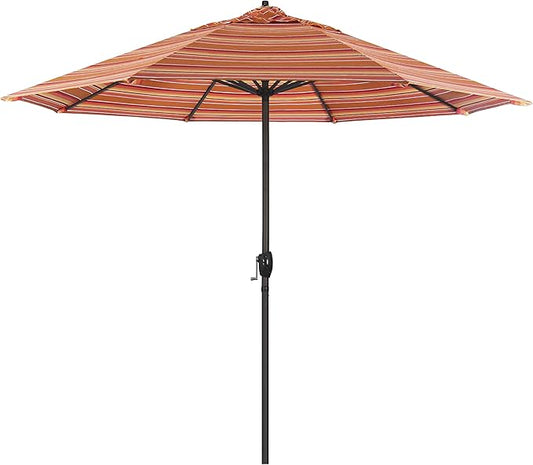 California Umbrella 12-Year Protection 9-Ft Outdoor Patio Umbrella, Sunbrella Fade-Resistant Acrylic Fabric, Auto Tilt and Crank, Heavy-Duty Aluminum Frame/Reinforced Ribs, Bronze Pole, Dolve Mango