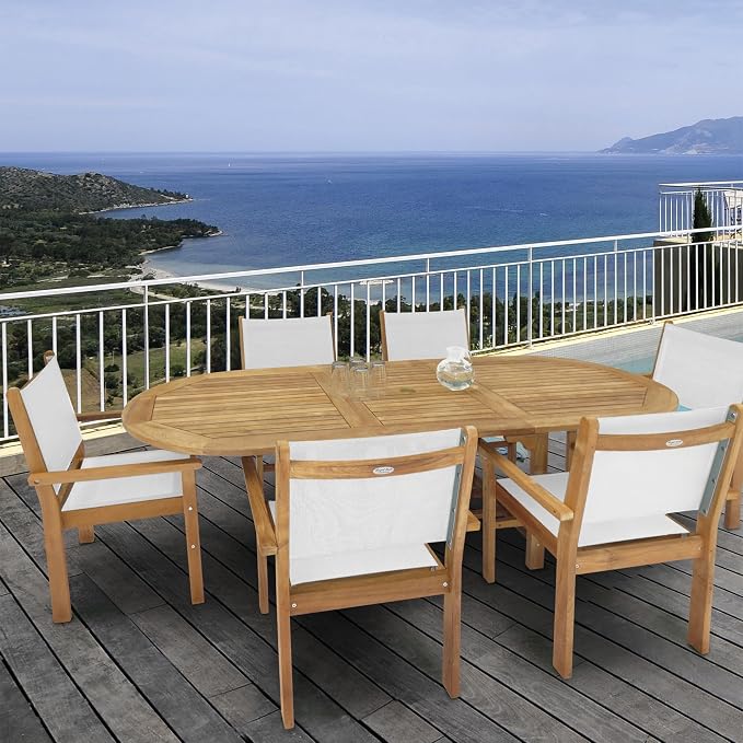 Royal Teak Collection FEO8 Oval Family Expansion Teak Table, 72/96-Inch