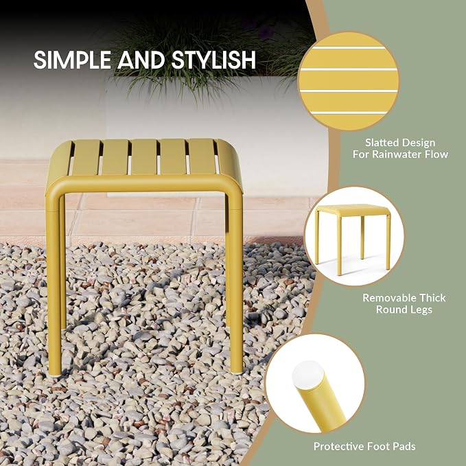 WestinTrends Playa Plastic Modern Outdoor Patio Accent Side Tables (Set of 2), Yellow