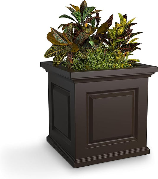 Mayne Nantucket 20-Inch Square Planter – Self-Watering, Weather-Resistant Planter for Flowers – Durable Outdoor Design for Patio, Porch, or Entryway
