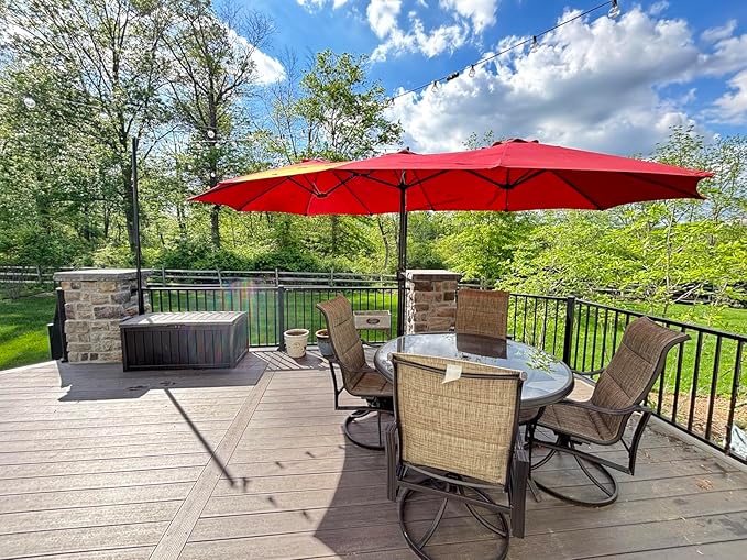 GarveeHome 13ft Large Patio Umbrellas with NO Base, Outdoor Double-Sided Rectangle Market Umbrella with Crank Handle, for Pool Lawn Garden