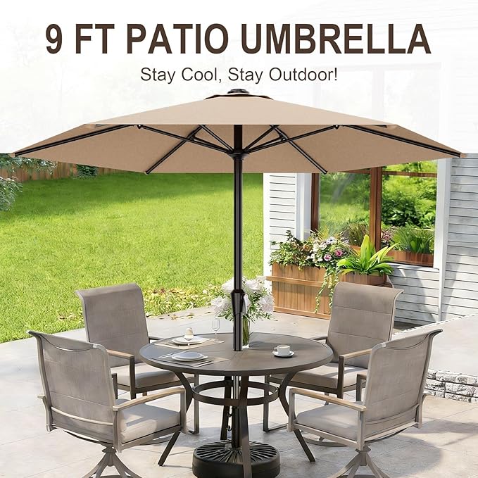 AreShark 9FT Patio Umbrella, Outdoor Umbrellas with 6 Sturdy Ribs