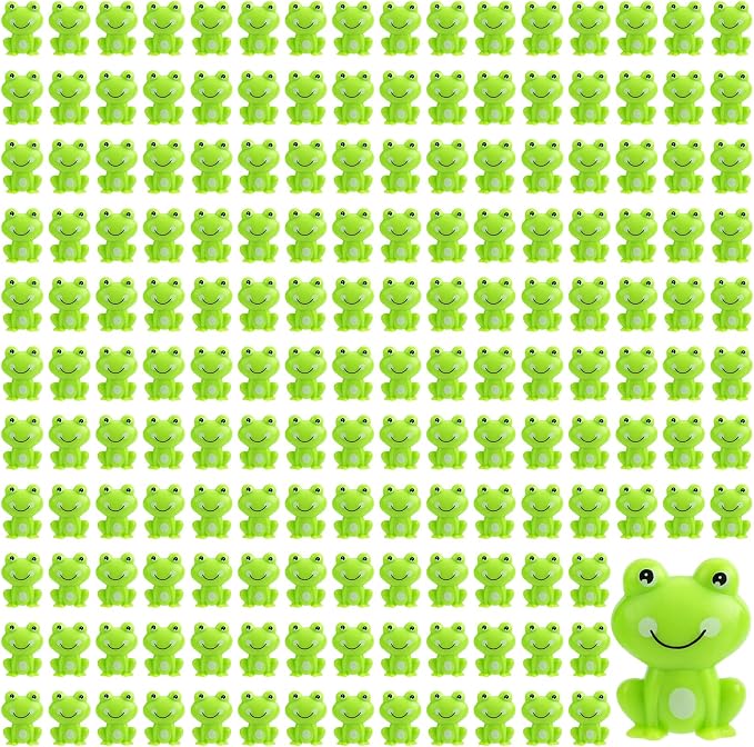 BuQiuRen 150Pcs Mini Green Plastic Frogs, Tiny Frogs Figurines Small Frog to Hide Fairy Garden Miniature Dollhouse Potted Plants Cake DIY Home Decoration Frog Decorations for Party