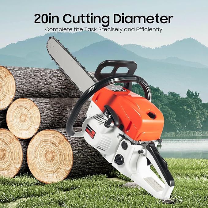 Gasoline Chainsaw,Professional 52cc Gasoline Chainsaw,20 In Cordless Handheld Petrol Chain Saw,2-Stroke 2.0kw Gas Powered Chainsaw with Low Kickback Chain,for Wood Cutting Garden Landscaping