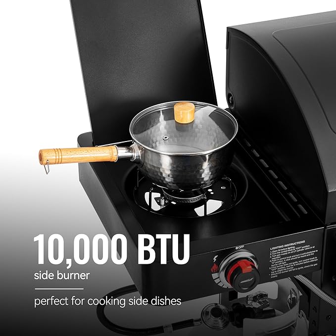 ZH3005 2-Burner Gas and Charcoal Combo Grill with Side Burner, 34,000 BTU Dual Fuel Grill, 823 Sq. In. Cooking Area, for Outdoor Patio Garden Picnic Backyard Cooking, Black
