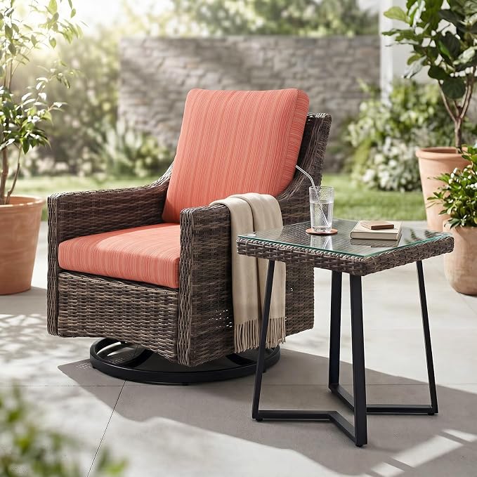 Wicker Patio Conversation Set, Outdoor Patio Furniture Set with Deep Seating, Wide Armrests & Thick Cushions, All-Weather Outdoor Furniture Set for Patio, Porch, Deck & Backyard