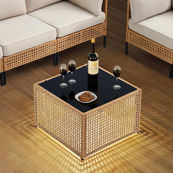 Belord Patio Conversation Sets, Boho Outdoor Furniture Coffee Table, Wicker Patio Furniture for Porch, Balcony (1 Pieces)
