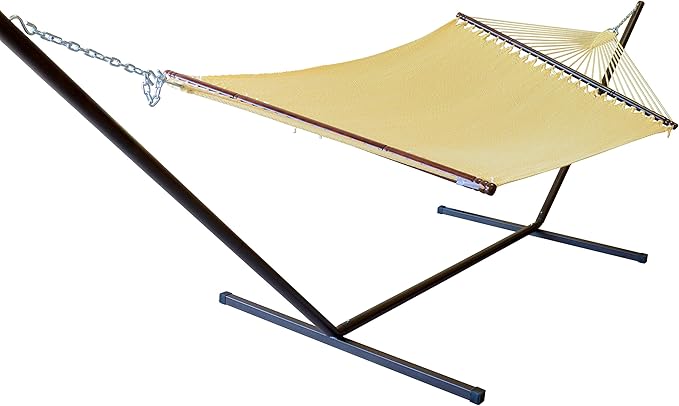 Jumbo Caribbean Hammock and Metal Tribeam Stand (Cream)