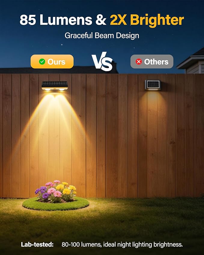 Solar Fence Lights Outdoor, 16 Pack Ultra-Bright 85LM Fence Lights Solar Powered, 9 RGB Color Modes, IP65 Waterproof, 12H Dusk to Dawn Glow for Pool/Deck/Patio/Wall/Backyard - Black