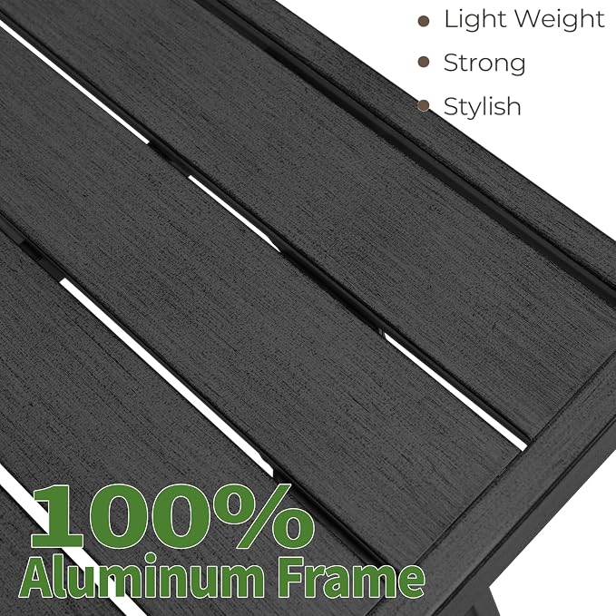 63"x35" Never-Rust Aluminum Outdoor Dining Table – Rectangular Patio Table for 6 with Umbrella Hole, Heavy Duty All-Weather for Poolside, Garden, Backyard, Porch, Deck, Black