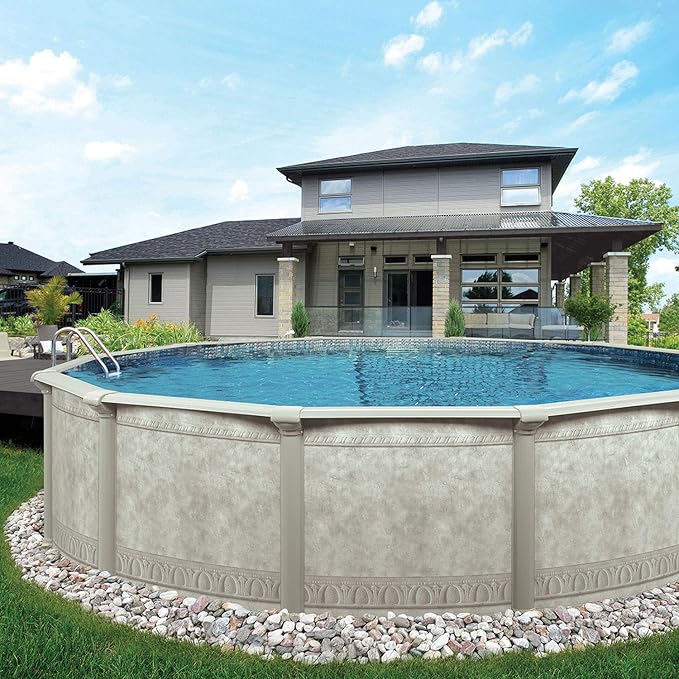 Aquarian Steel-Frame Outdoor Above-Ground Swimming Pool, Round, 15' x 52", Venetian