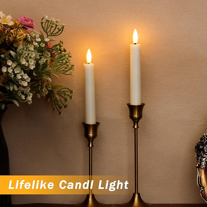 6.4 Inch Flameless Taper Candles with Remote, Short Flickering Battery Operated Candles, Ivory Led Flameless Candlesticks for Weeding Home Party Festival Decor, 6 Pack
