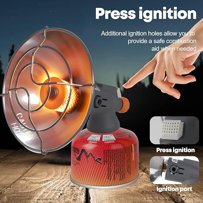 Portable Propane Heater For Outdoor, Fishing, Camping Either 1lb Propane Cylinder or ISO-Butane Adapted (PH001PRO)