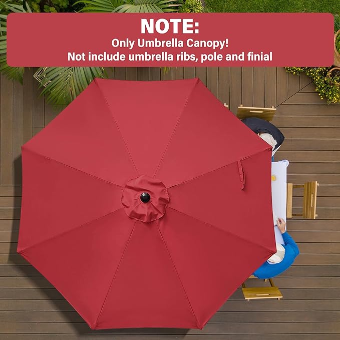 HealSmart 9' Patio Umbrella Replacement Canopy Cover with 8 Ribs, Outdoor Table Market Yard Umbrellas