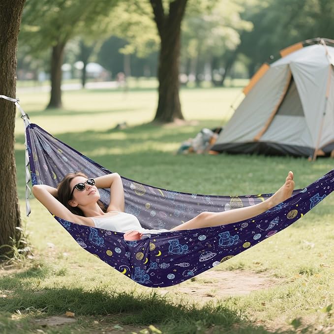 Camping Hammock Outdoor Hammocks for Outside Bear Space Cute Beach Trees Portable Lightweight with Pockets Tree Straps Indoor