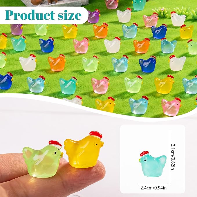 90 Pcs Mini Resin Hen Figurine Bulk Mini Hen Figurine Cake Decorations Cute Miniature Resin Sculpture Ornament Micro Landscape Office Garden Desk Party Tabletop Decor