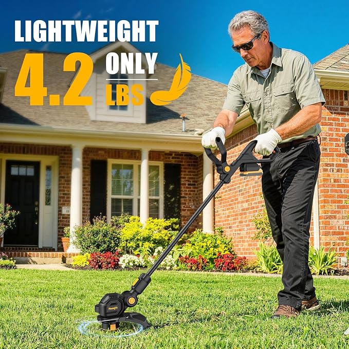 3 in 1 Cordless Weed Eater Compatible with DEWALT 20V MAX Battery,12-Inch String Trimmer Edger & Mini Mower, 8500RPM Auto Feed Weed Wacker w/Adjustable Handle (Tool Only)