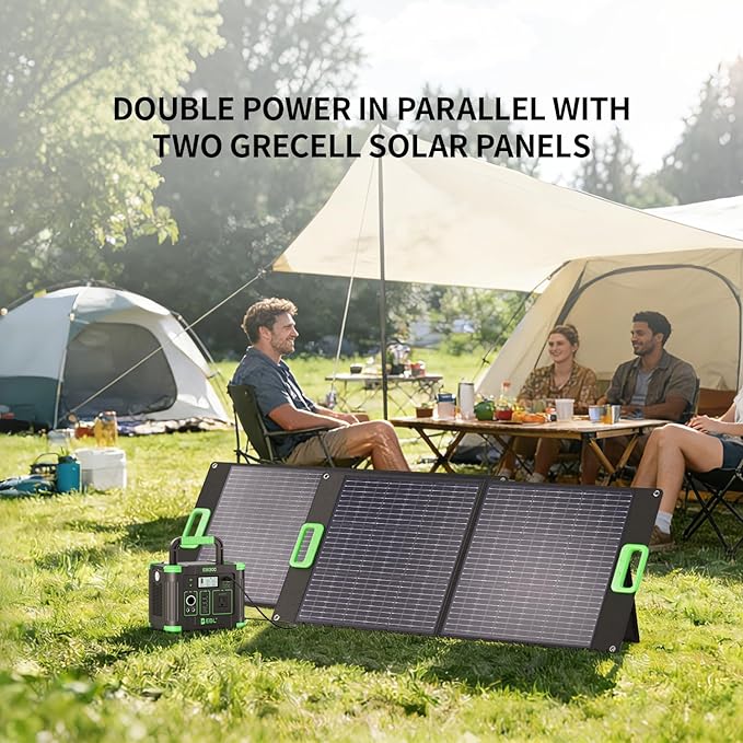Portable Power Station 300W with 100W Portable Solar Panel, 288Wh Solar Generator with 60W USB-C PD Output, 110V Pure Sine Wave AC Outlet, Backup Lithium Battery for Outdoors Camping Travel Home Black